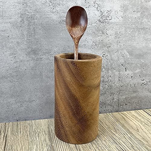 Image of Wooden Spoons for Eating, ADLORYEA 9 inch Small Wooden Soup Spoon Mixing Stirring Tasting, 6-Piece Dark Brown Wood Spoons for Soup and Korean Food, Eco Friendly Wooden Eating Utensils