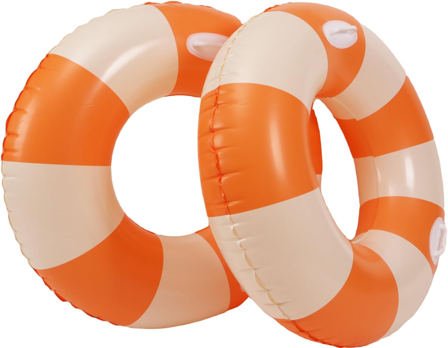 2PCS Orange Striped Pool Floats for Adult 47IN Striped Swim Ring Pool Floaties Inflatable Swimming Pool Raft Party Water Pool Float Summer Beach Lounger Float Party Supplies (120#Orange,2)