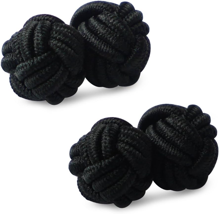 Mens/Women Silk Fabric Knot Twisted Cufflinks, for Shirt/Dress Business Wedding Gift