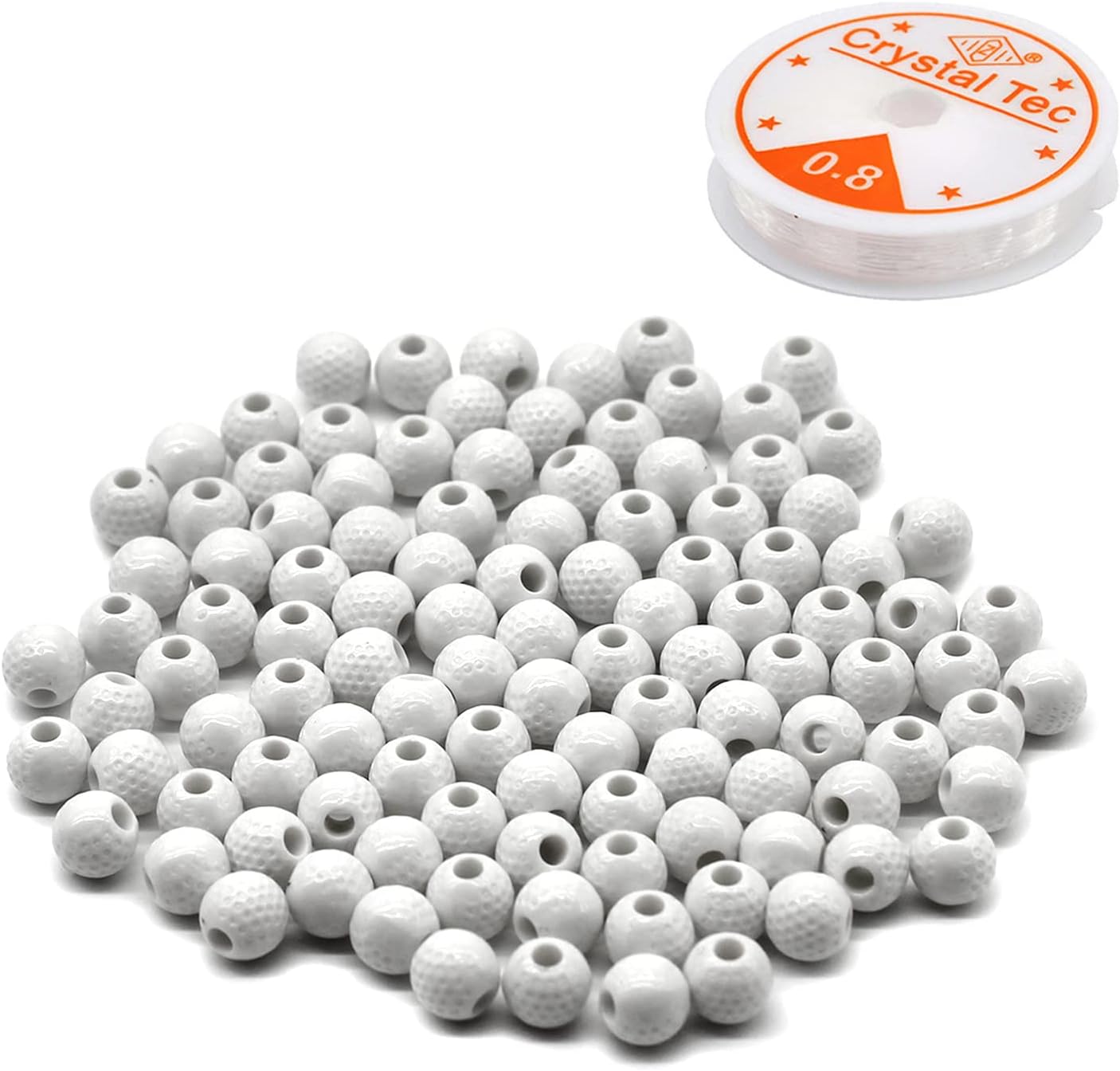 120 Pieces Golf Ball Beads Acrylic Sports Beads with Big Hole and 1 Roll Elastic