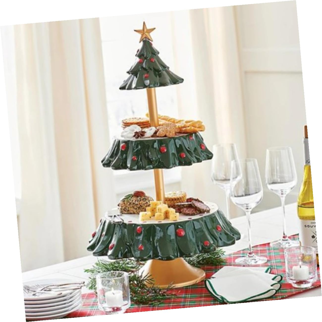 Vassoio Portaoggetti Natalizio in Resina Vassoio per Servire Caramelle e Frutta Decorazione da Tavolo per Feste di Natale e Snack Resistente e Pratico Stile Festoso