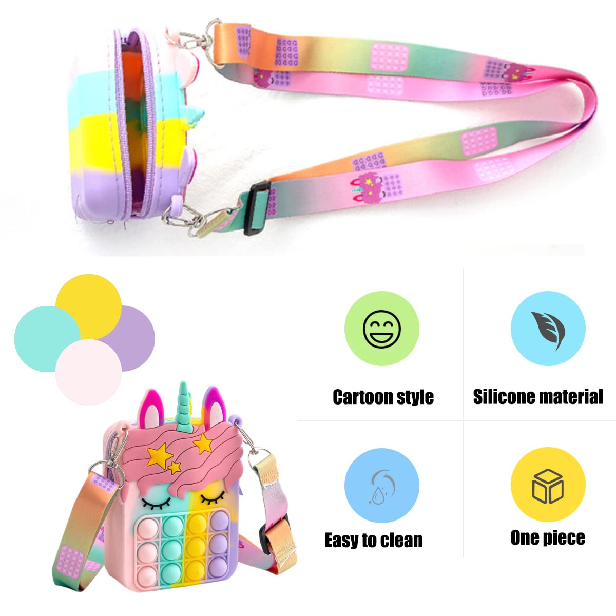 Sac Licorne à Bulles Anti-Stress - Portefeuille Sensoriel Avec Pop It Intégré - Idéal Pour Anxiété