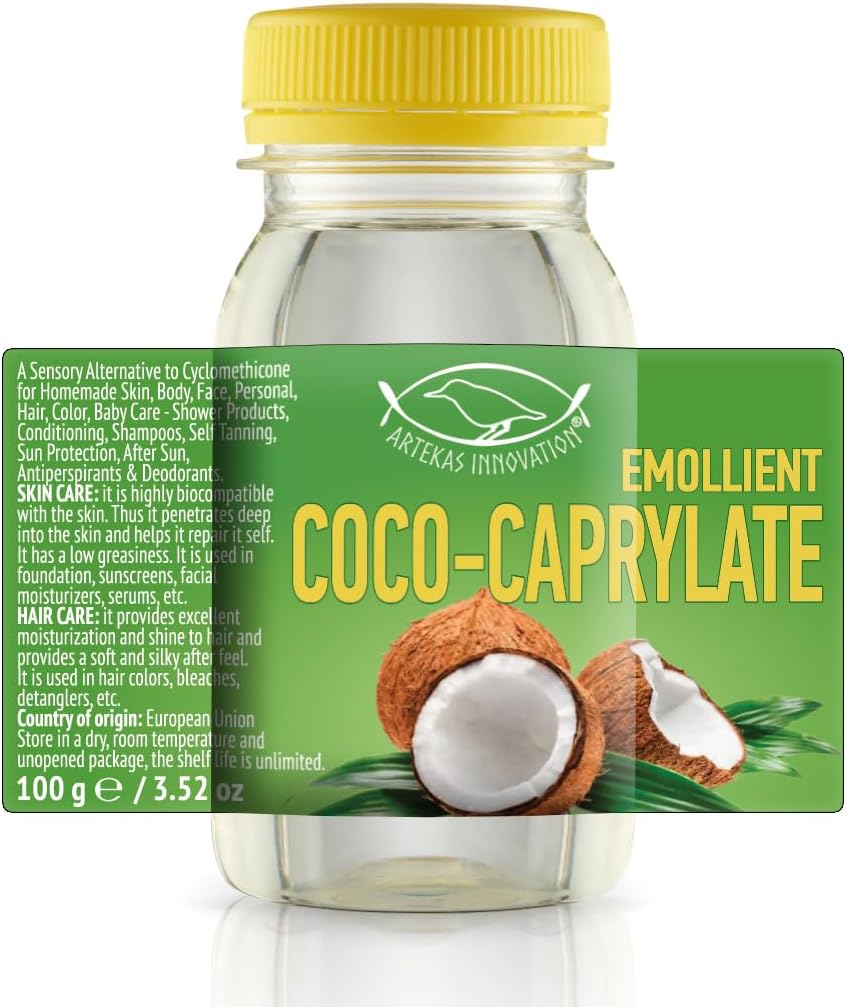 COCO-CAPRYLATE - Liquid - 100 g | 3.52 oz - Emollient - For Formulations and DIY Skin, Body, Face, Personal, Hair Care - Shower Products, Conditioning, Shampoos