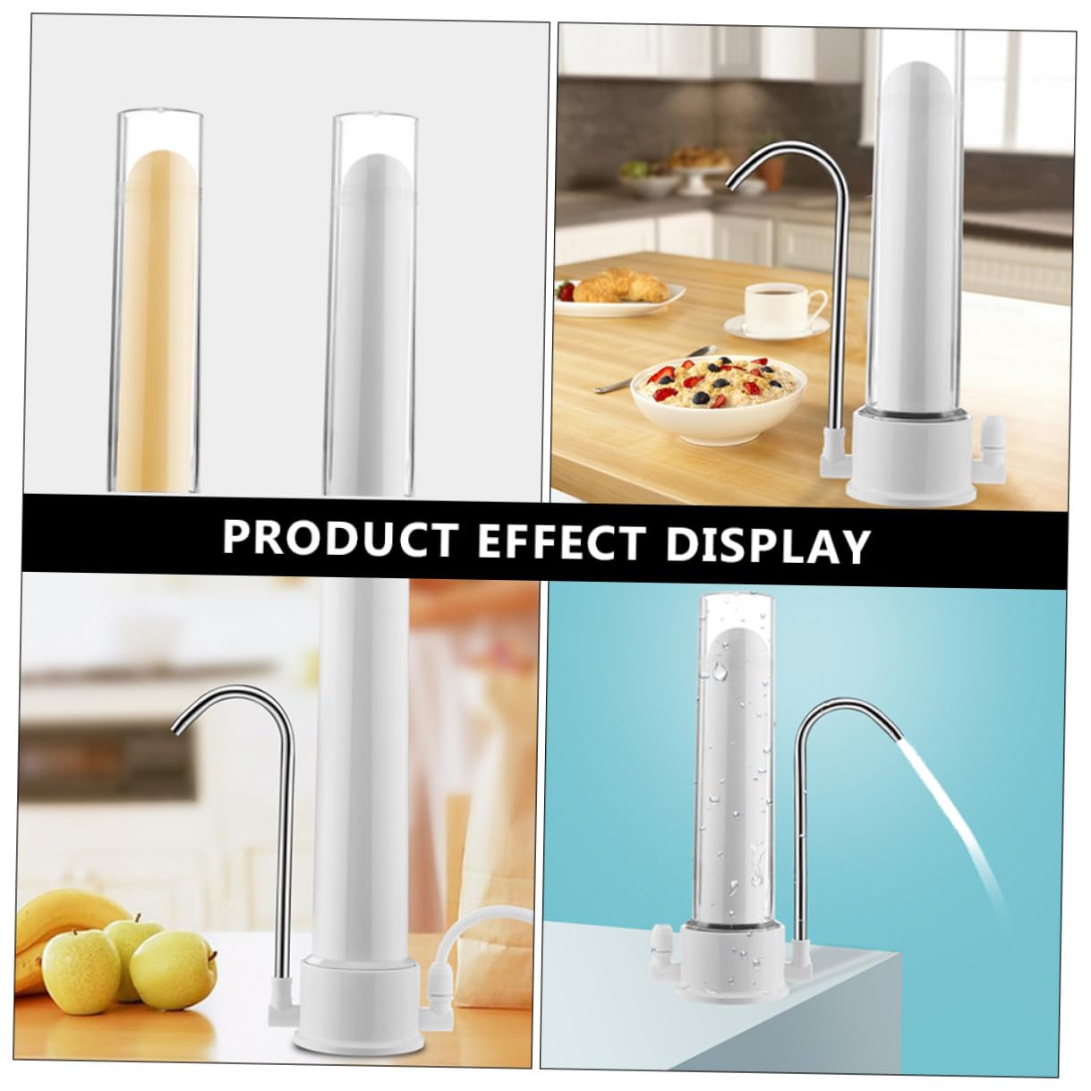 HOMSFOU Purificateur Eau Robinet de Cuisine avec Filtre Céramique Système de Filtration sur Plan Distributeur Eau Purifiée pour Usage Domestique et Facile à Installer