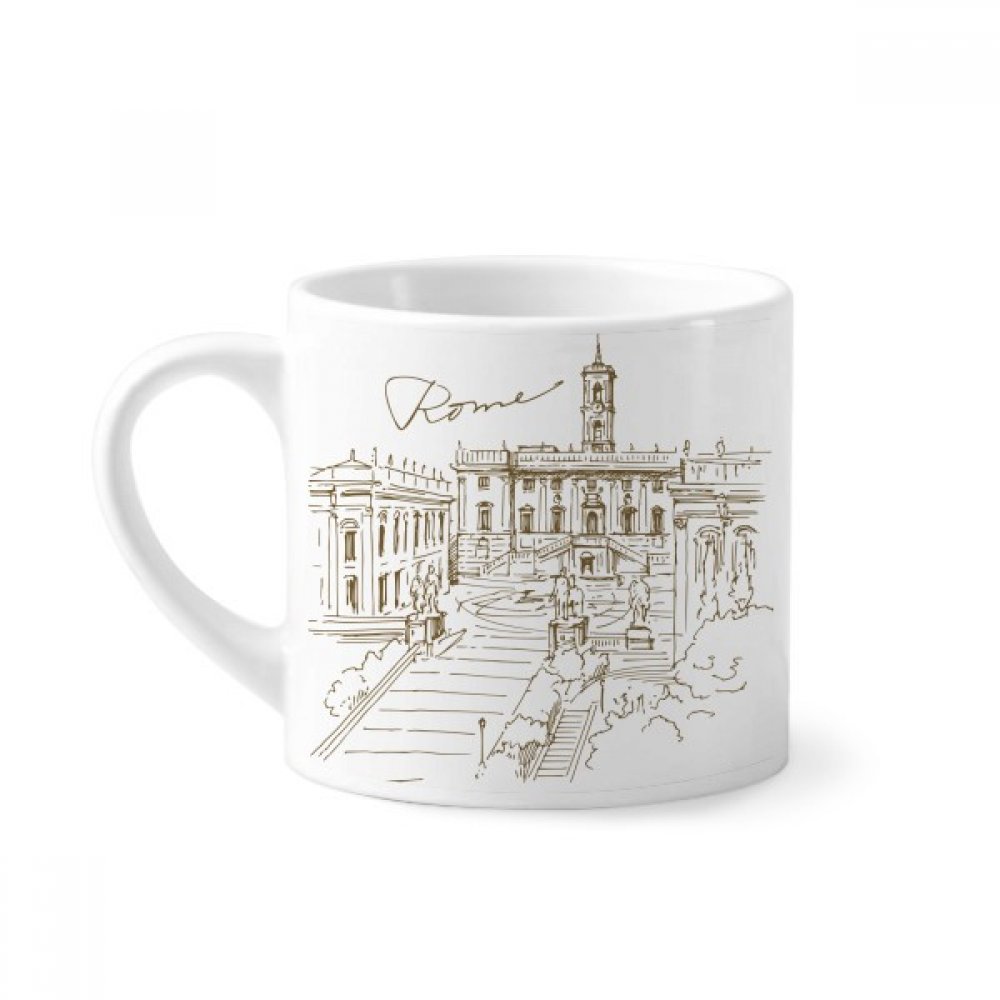 DIYthinker Fontana di Trevi Rome Fontana Landmark Mini Coffee Mug White Pottery Ceramic Cup with Handle 6oz Gift