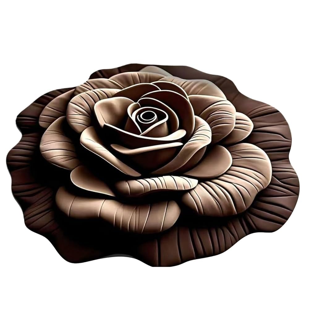 3D Rose Shape Doormat, Anti-Slip, Water Absorbing, Floral Design, Indoor and Outdoor Entrance Mat-image-3