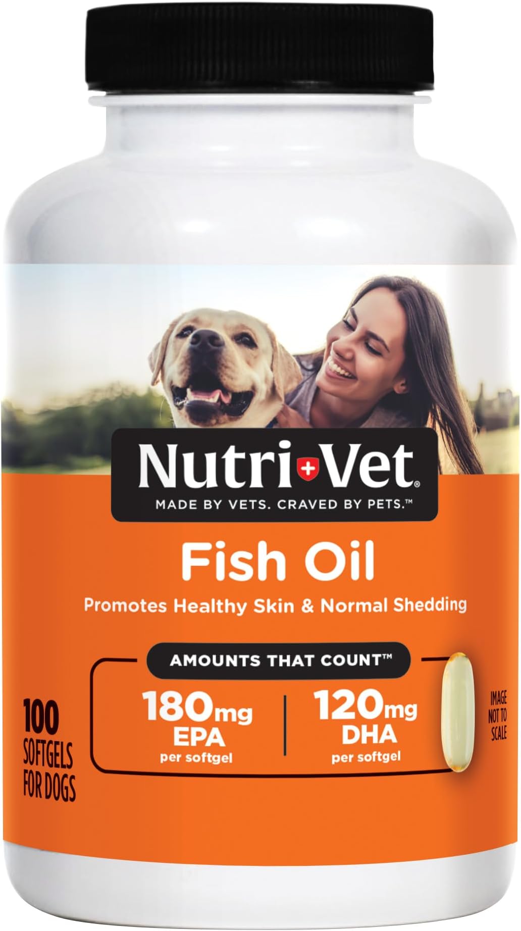 Nutri-Vet Fish Oil Supplements for Dogs - Skin and Coat Omega 3 Supplement - Dog Dry Skin & Dog Shedding Support - 100 Count Softgels