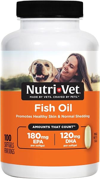 Nutri-Vet Fish Oil Supplement for Dogs, Omega 3, Fish Oil for Dogs, Pet Supplies, Pet Vitamins and Supplements, EPA DHA