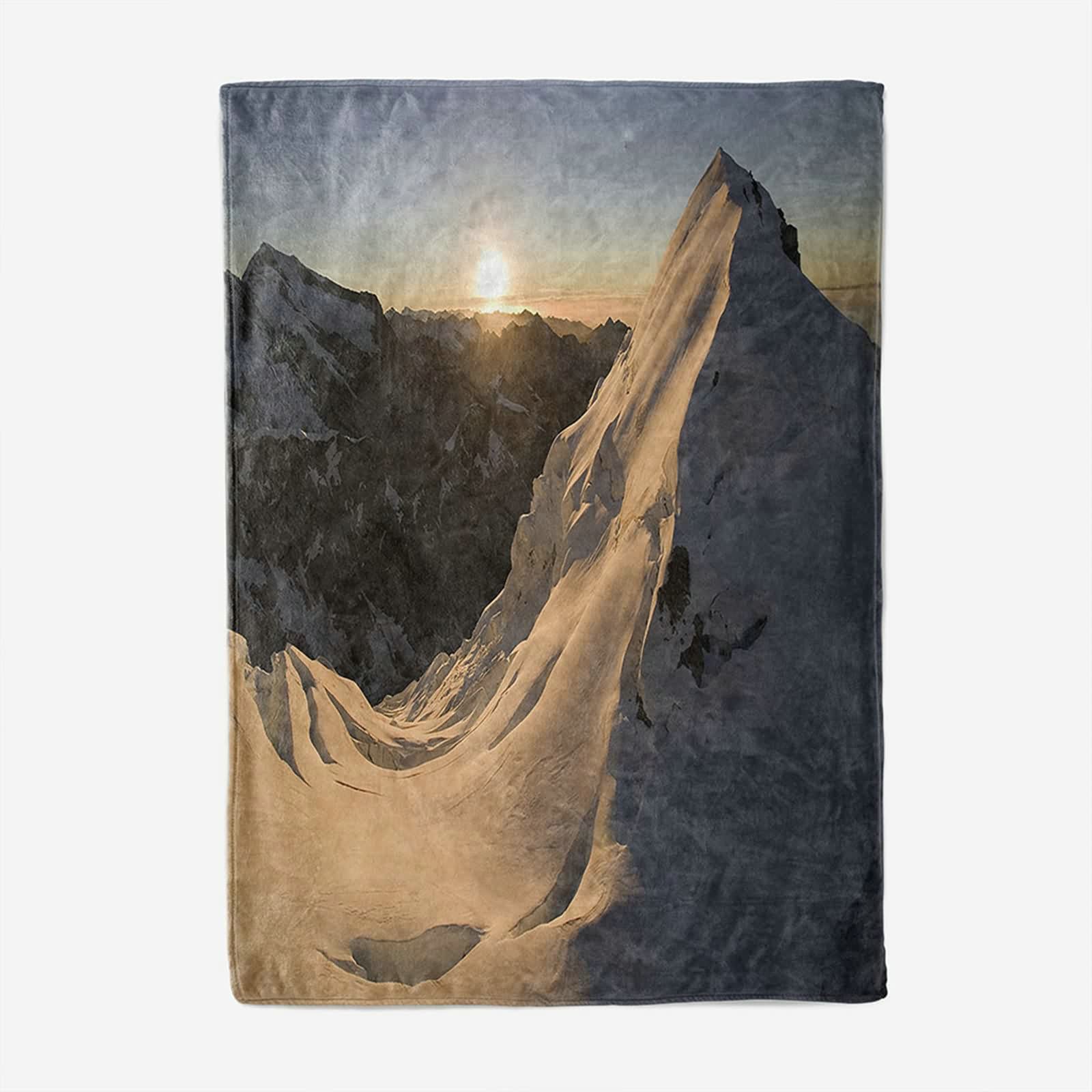 Aeici Couverture Polaire, Couverture Imprimée Enfant Couverture 160x200 cm Montagne de Neige Couverture Canapé Hiver Cadeau pour Adultes et Enfants
