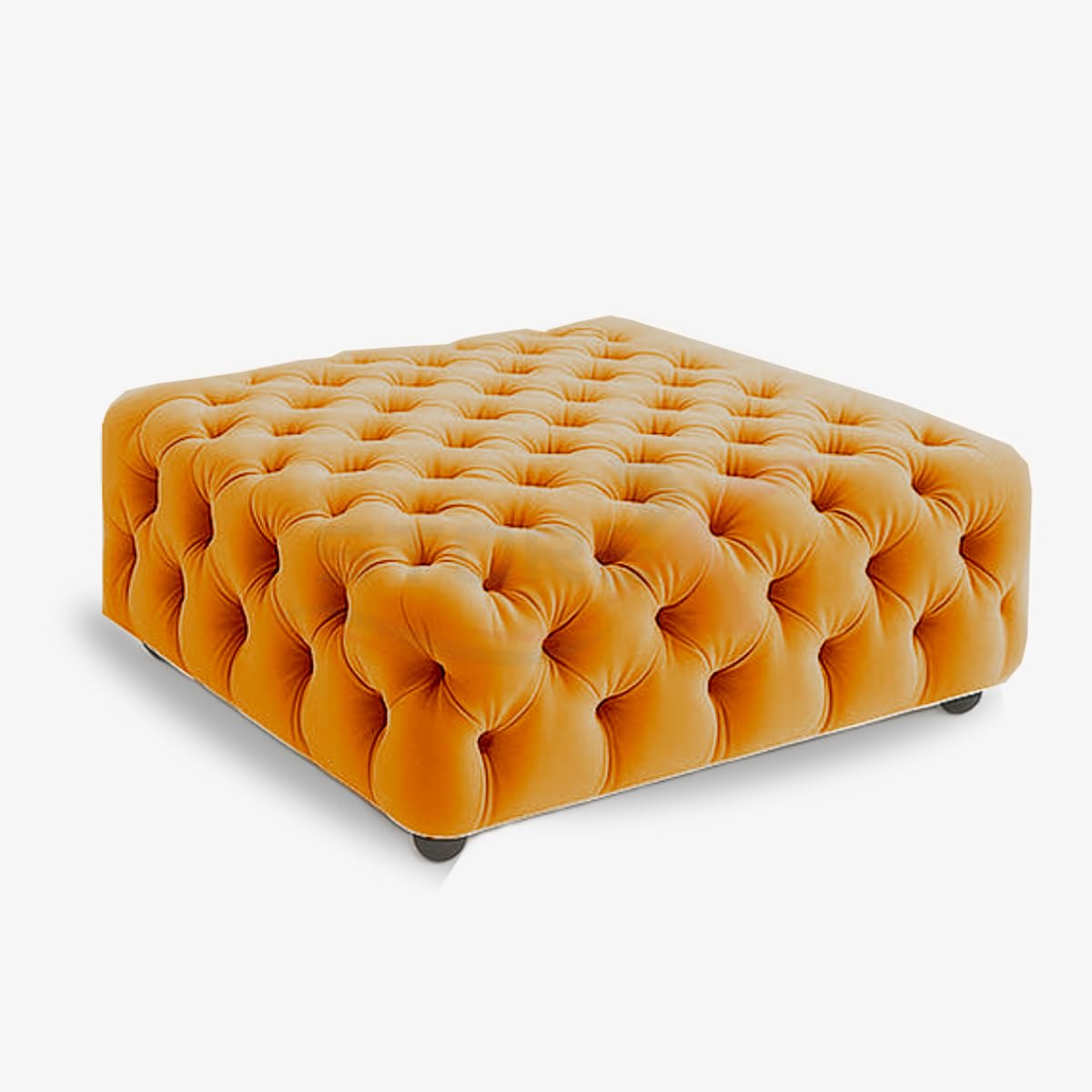 STOREX Diamond Tufted Ottoman Coffee Table – Velvet Upholstered Footstool Bench – Space-Saving & Oversized Sizes – Square Centerpiece for Living Room or Bedroom (Yellow, Oversize)
