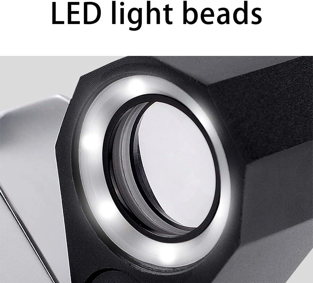 Powiększające Stal nierdzewna Metalowe mini szkło powiększające Składana kieszonkowa lupa z 6 diodami LED, podświetlana lupa jubilerska do lutowania, kontroli, monet, okularów 30X (rozmiar: 10