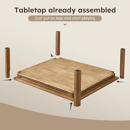 Miniatura 4 de Board Game Coffee Table with Removable Table Top, Seats 4 Players with 3ft-7in x 2ft-9in Play Area, Includes Play Mat and Detachable Cup Holders,