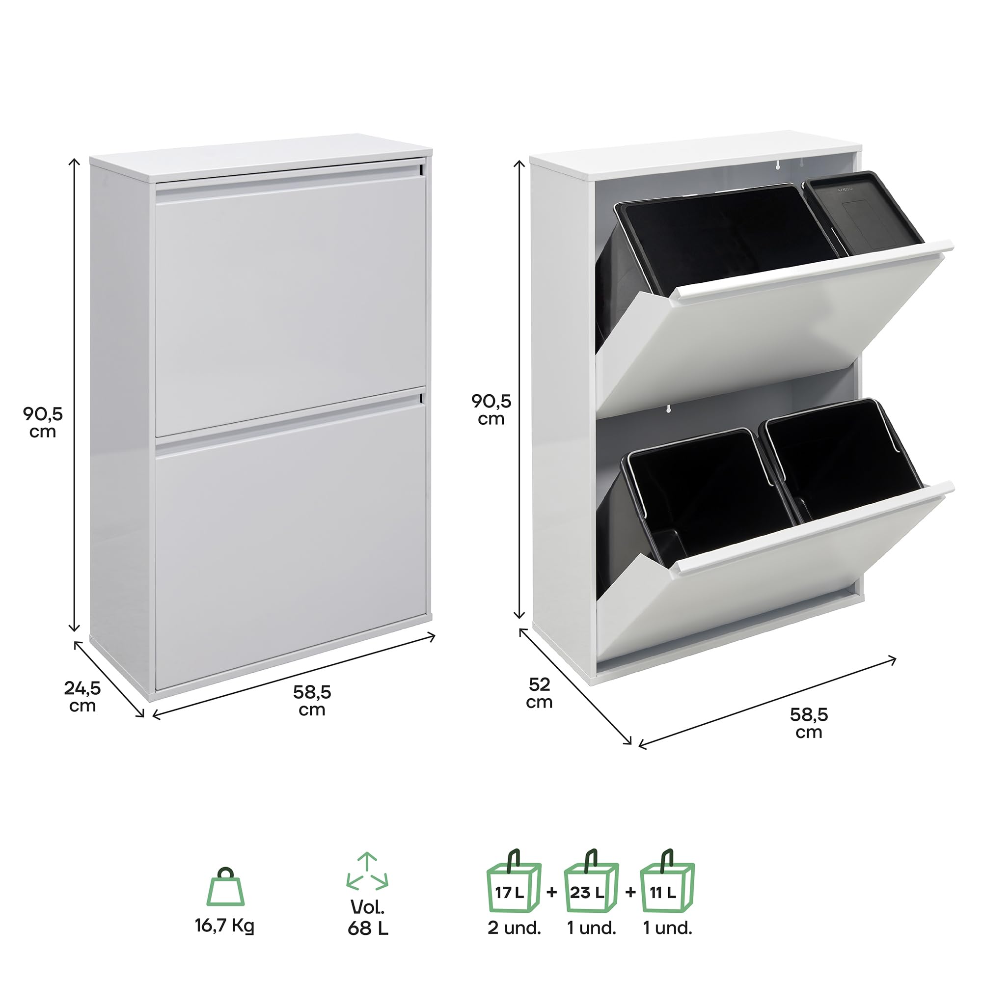 Arregui Basic CR601-B2 Mülltrennsystem aus Stahl – Bild 4