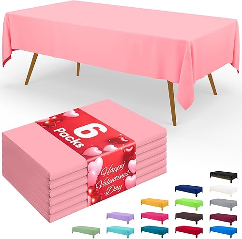 Miniatura 62 de Smiry - Juego de 6 manteles desechables, manteles rectangulares impermeables de 54 x 108 pulgadas para fiestas, mantel de plástico decorativo, a