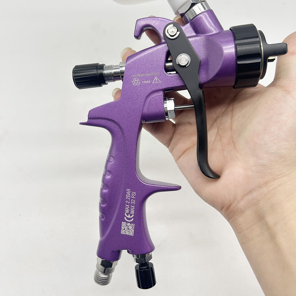 HVLP Pistola a spruzzo 1,4 mm, 1,7 mm, 2,0 mm, ugello in acciaio inox, capacità 600 ml, spruzzatore professionale per vernice a gravità, per primer e vernici