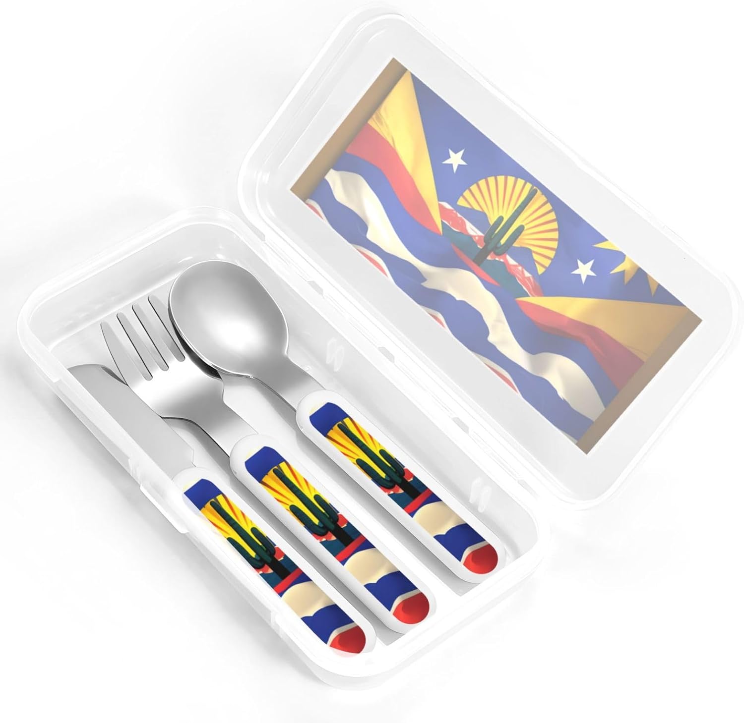 Arizona Flag-standard print Forks and Spoons Knifes Set,Safe Flatware Setasy Grip Handles, 304 Stainless Utensils