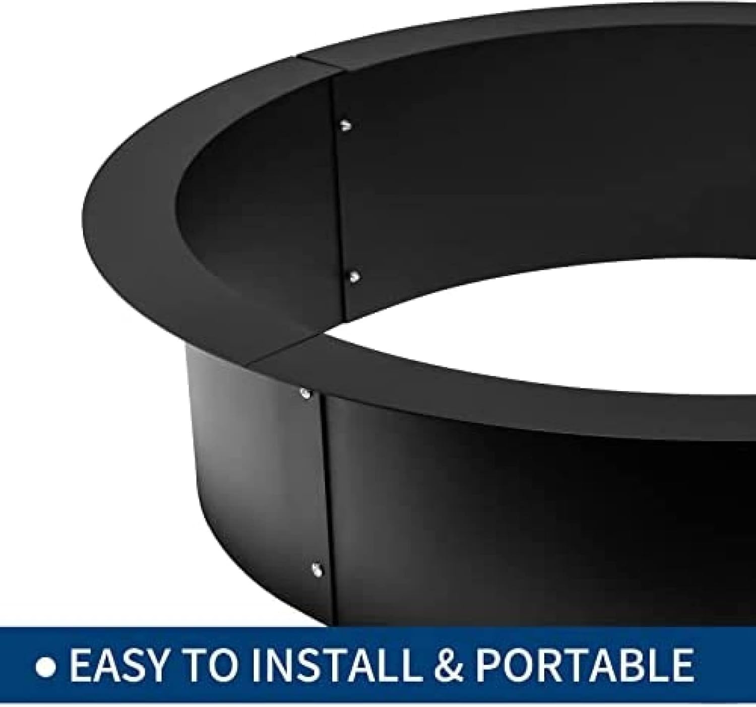 fire Pit Ring Insert - Heavy-Duty Steel Outdoor fire Ring - DIY Above or in-ground Liner - Portable Round fire Pit Liner - for Backyard use,36x30x10 inch