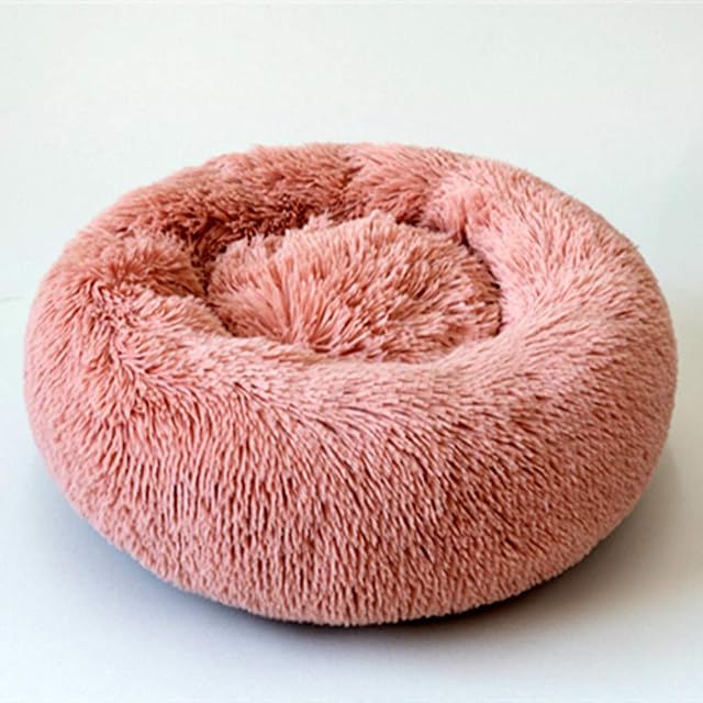 Foto 2 de 5 de Ulalaza Donut Cat Bed Plush Cat Cushion Pet Bed Auto Warming Interior Round Pillow Cuddler