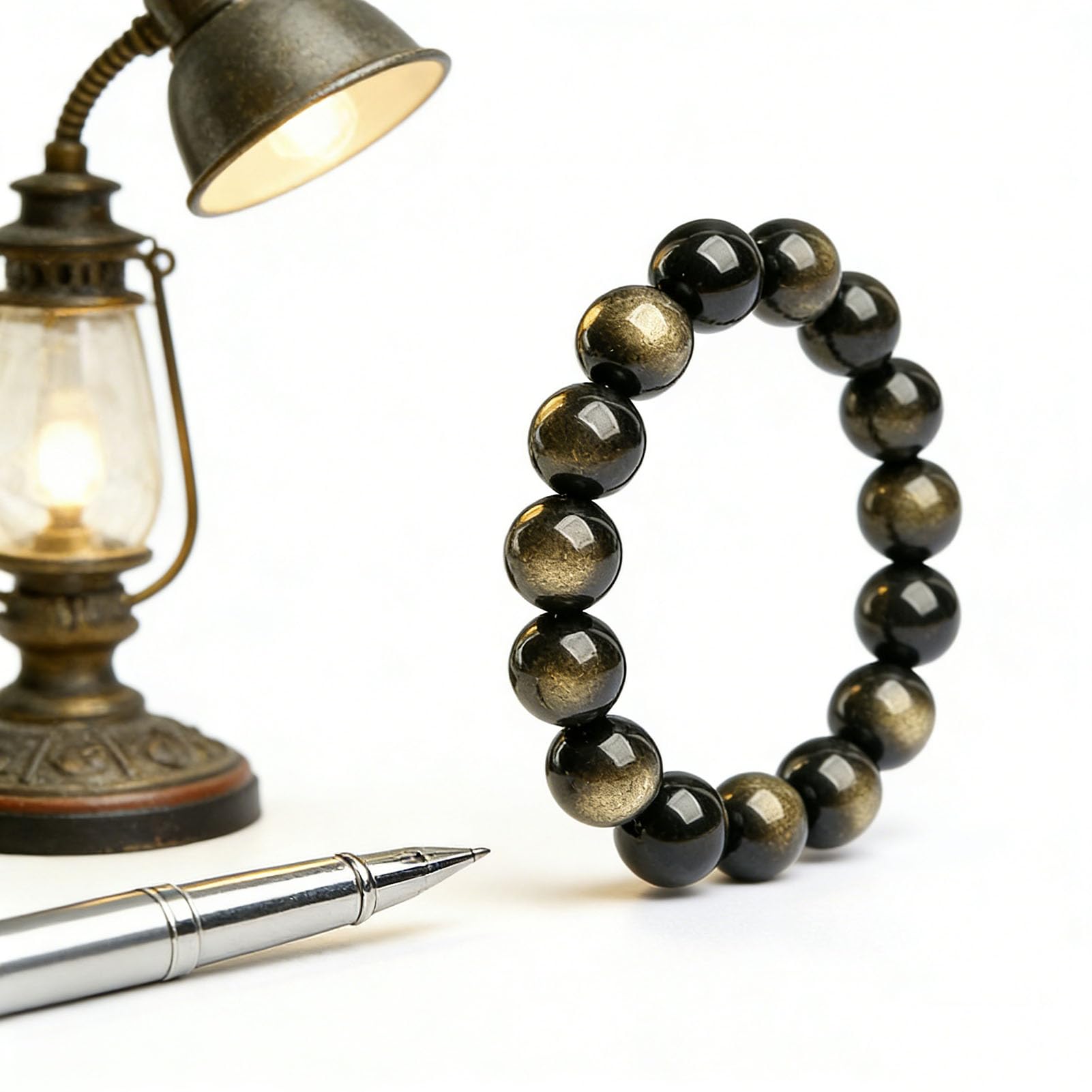 Braccialetti da Donna in Ossidiana Nera Ricchezza, prosperità, abbondanza, Braccialetto con Perline di Pietra, Braccialetto Elasticizzato, Umore Spirituale, Protezione energetica,12MM