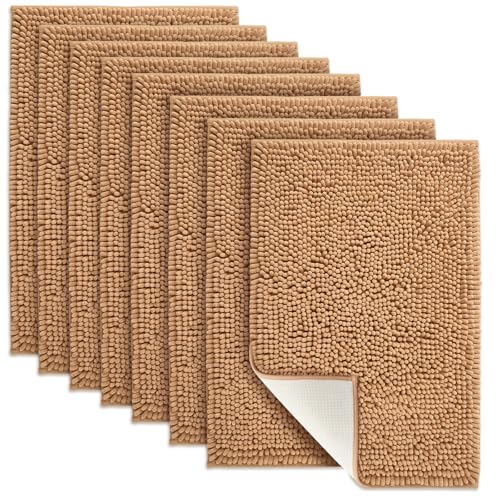 Tinideya 8 Pcs Chenille Bathroom Rugs Highly Absorbent Microfiber Quick