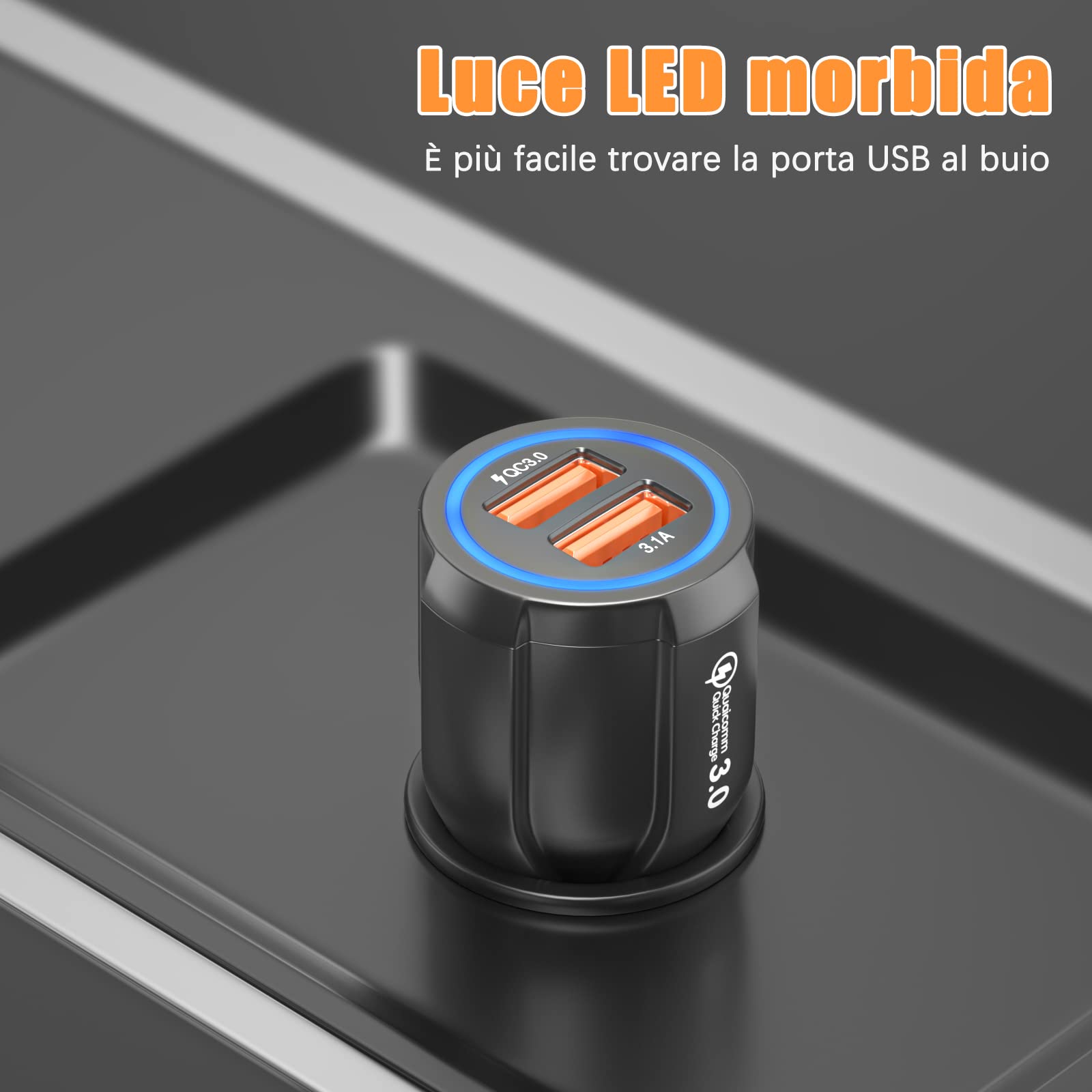 Ładowarka samochodowa USB Hoppac, ładowarka samochodowa z portami 2, ładowarka Quick Charge 3.0 USB do zapalniczki kompatybilna z iPhonem, iPadem Samsung Galaxy S10 / S9 / S8, Huawei, Xiaomi, czarny