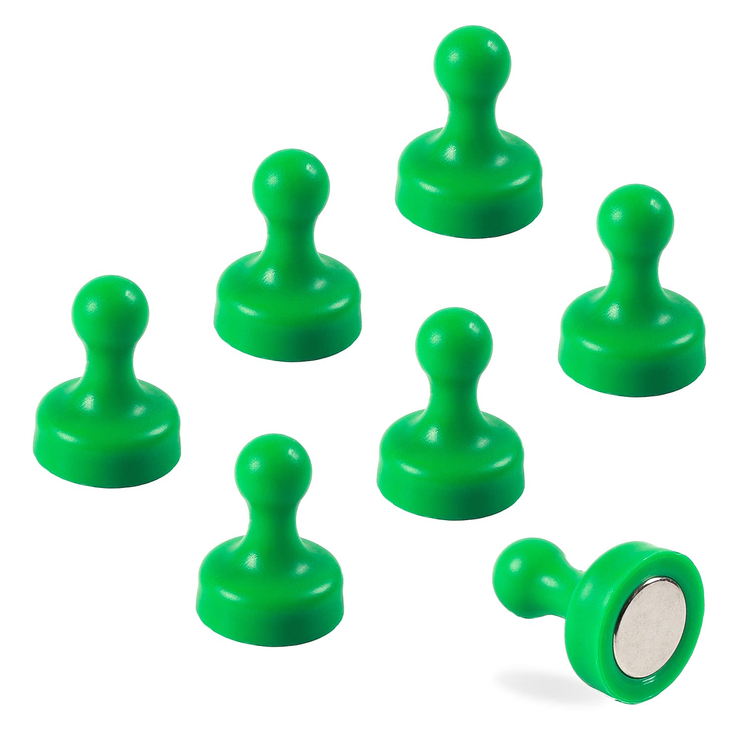 7 x Extra Strong Magnetic Push Pins Neodymium Magnets - Perfect for Maps, Whiteboards, Memos, Fridges, Homes, Schools and Offices [Assorted Colours] (Green, Large (7 Pins)) — image 1