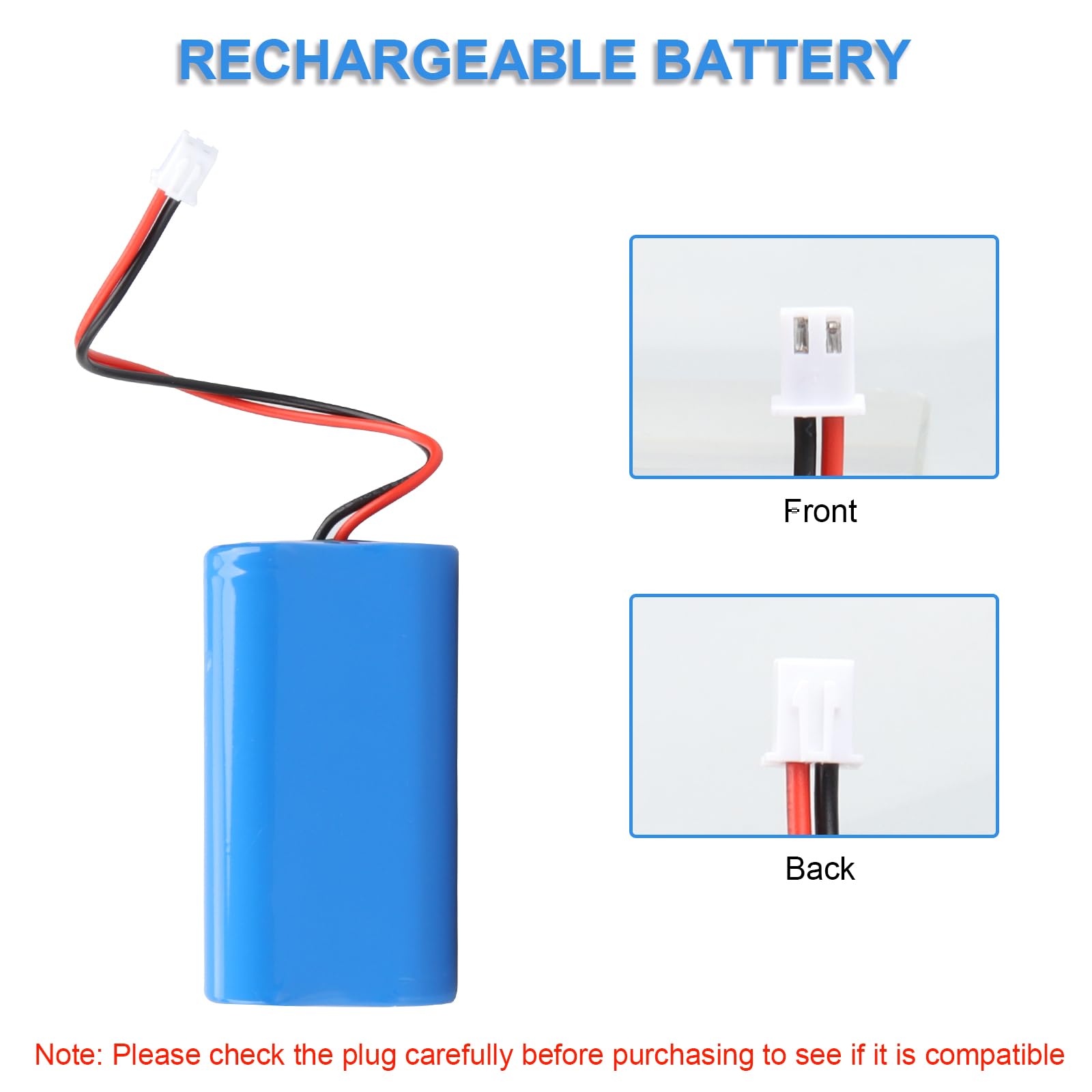 7.4V 3400mAh Rechargeable Batteries au Lithium-ION avec Connecteur XH2.54-2 Broches Fiche, 18650 2S1P, pour l'électronique, Appareils d'éclairage, Lampe Torche - 3