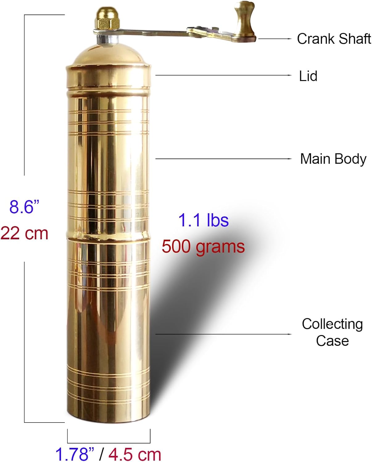 Traditional Turkish Manual Coffee Grinder, Brass Coffee Grinder, Kitchen Decor, Qualification Adjustable Grinder, Manual Coffee Mill with Handle
