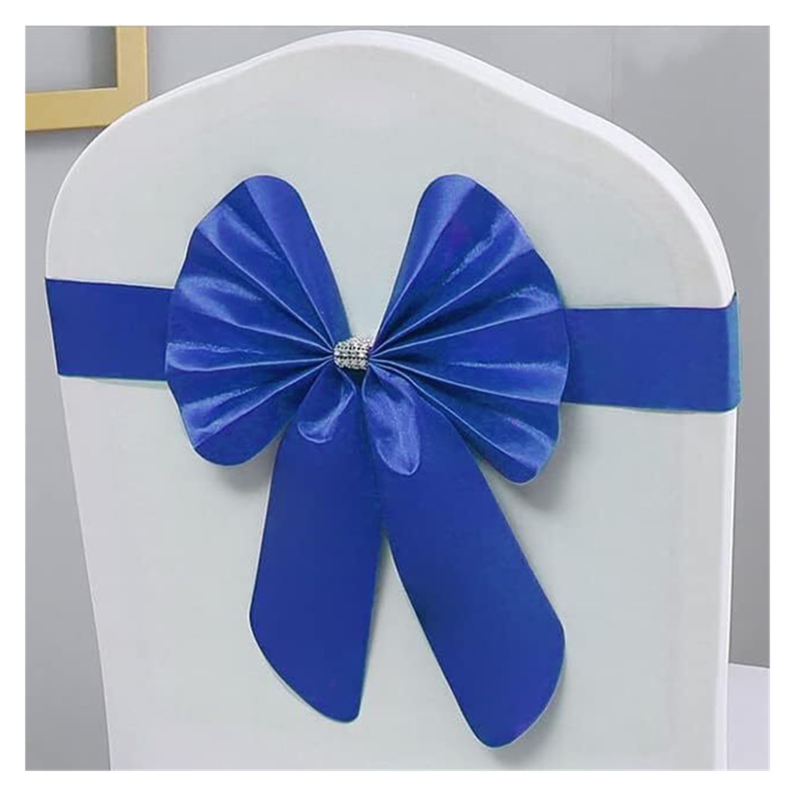 REcsdza chair sashes, Personalized Wedding Chair Sash with Bride & Groom Name Bow Band With Slider Buckle Custom(Blu)