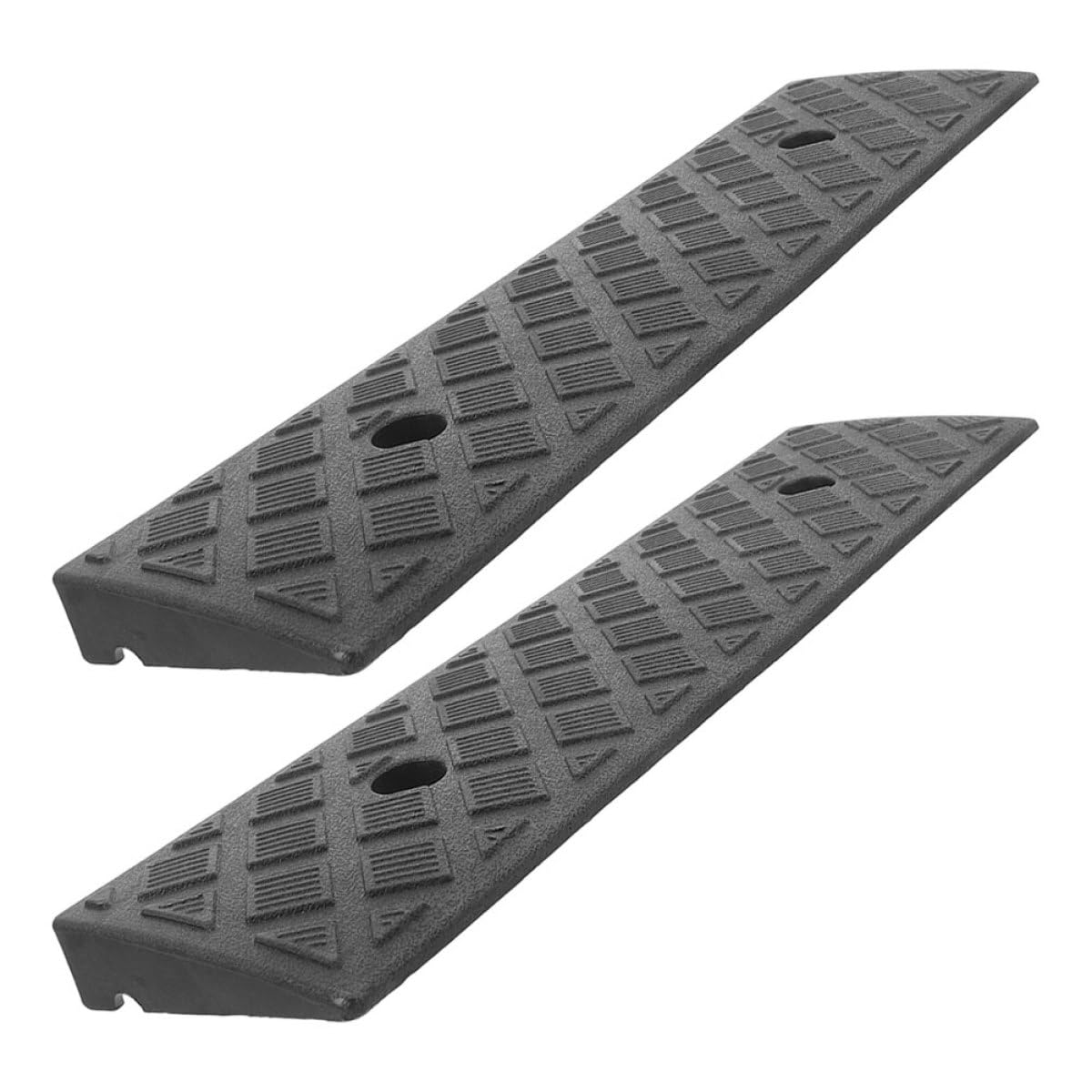 2 Pezzi Pedana per Auto in Plastica Nera 50x13x3 Cm, Rampe di Accesso Antiscivolo per Gradini Interni e Marciapiedi, Portatile e Resistente per Scooter, Bicicletta, Veicoli a Due