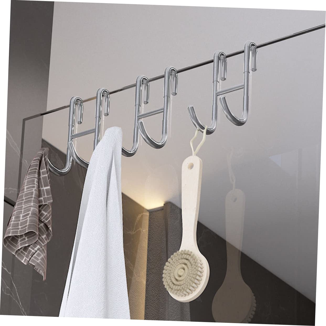 FUNOMOCYA 2pcs Door Hanger Hook for Hooks for Hats Hat Hangers Hat Hooks Over Door Hook Coat Hooks Bathroom Door Hooks Towel Hooks Towel Rack Over The Door Hooks Silver Stainless Steel