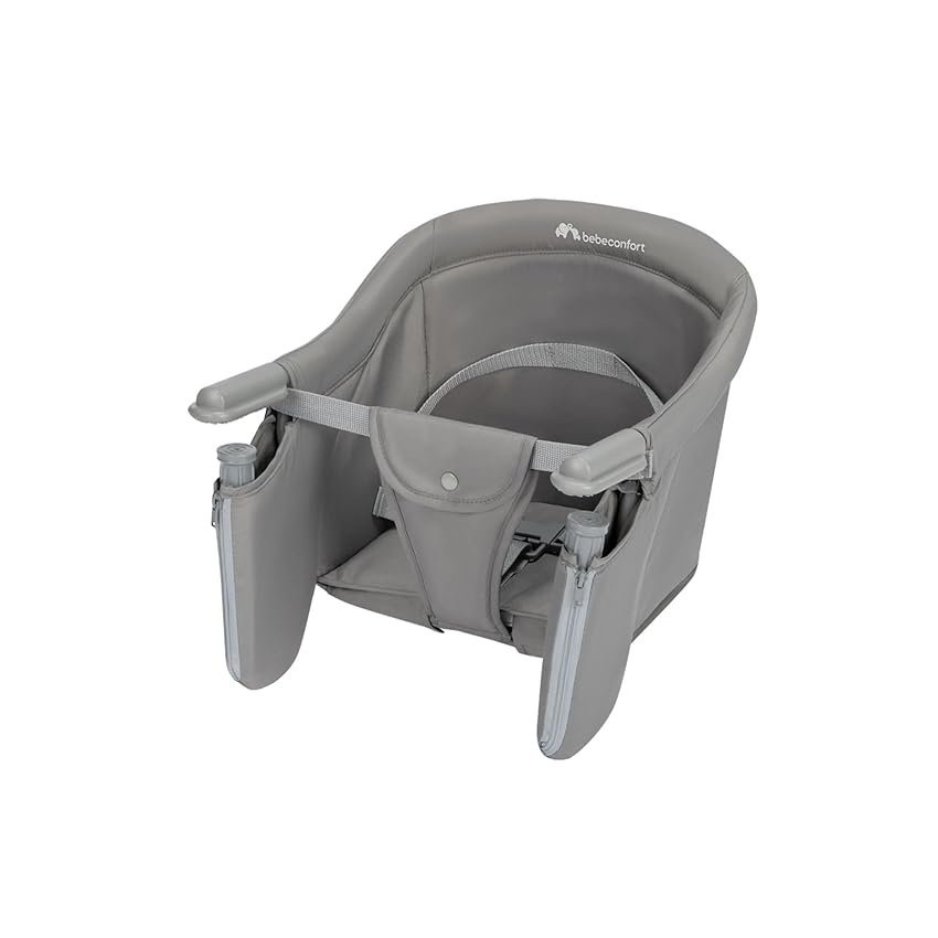 Bebeconfort Malva, Trona Portátil Bebé Ajustable, 6M-3A (15 kg), Fijación Segura y Estable, Asiento y Tejidos Acolchados y Suaves, Fácil Instalación, Plegado Compacto, Ligera (1,8 kg), Mineral Grey