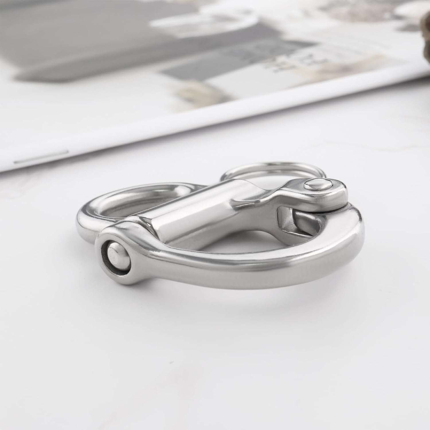 ECSiNG 2pcs 52mm Fixed Snap Shackle 316 Stainless Steel Eye Snap Shackle Quick Release Shackle for Marine Boat Trucks Van Caravan Trailers