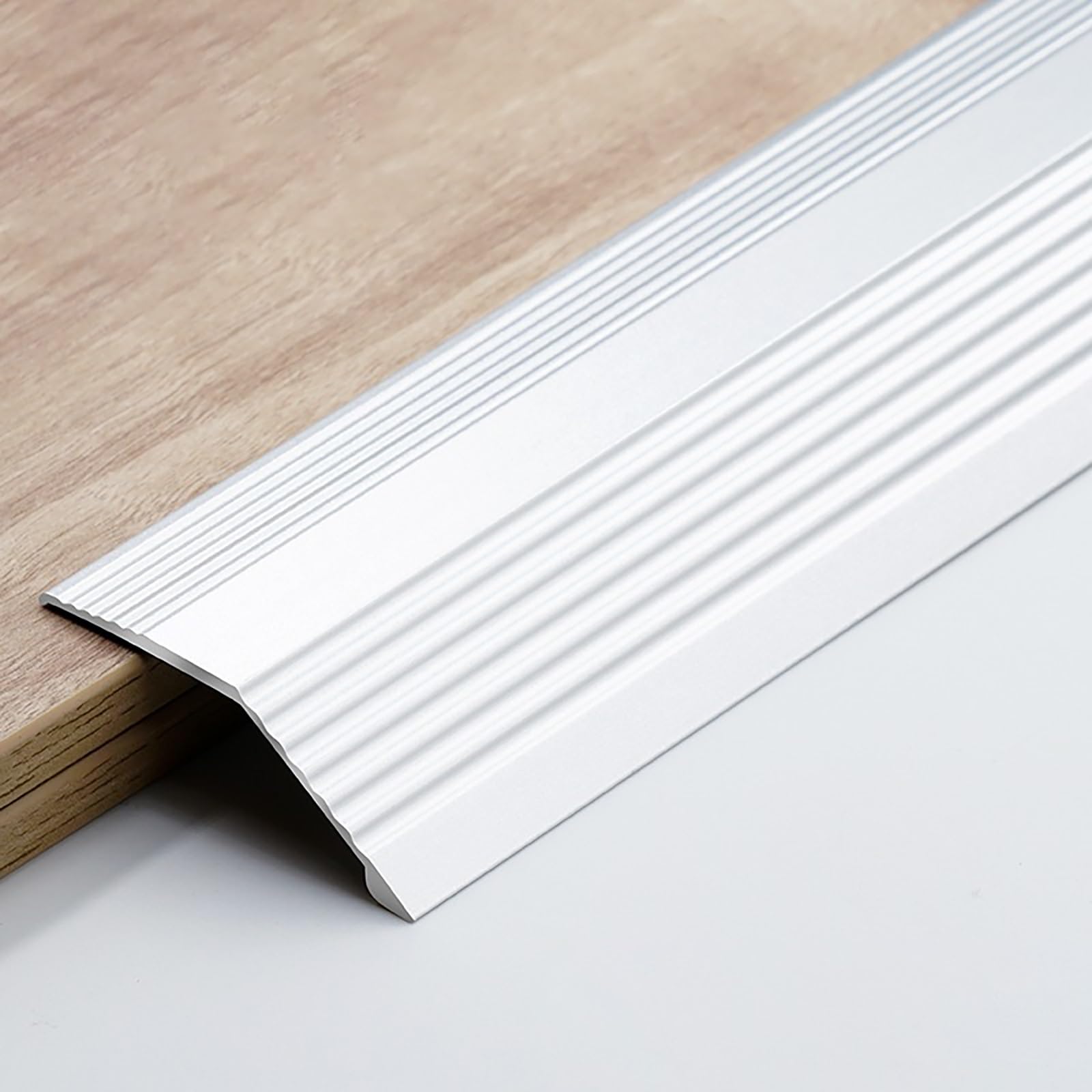 Raouoae Silber Adjustable Aluminum Transition Strip For Floor Joints - 3X90cm Rail Connector, Height 3-40Mm, Perfect For Laminate And Tile Flooring(,Breite: 55 Mm)