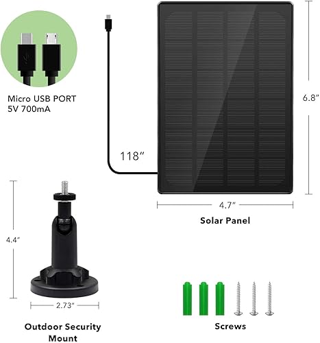 Miniatura 2 de StartVision Panel solar para cámara de seguridad, panel solar de 5 V 3.5 W con puerto micro USB y USB-C, alimentación continua para cámara de