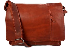 Genuine Italian Leather for Man Woman Briefcase iPad Laptop Shoulder Messenger Bag Orange-brown
