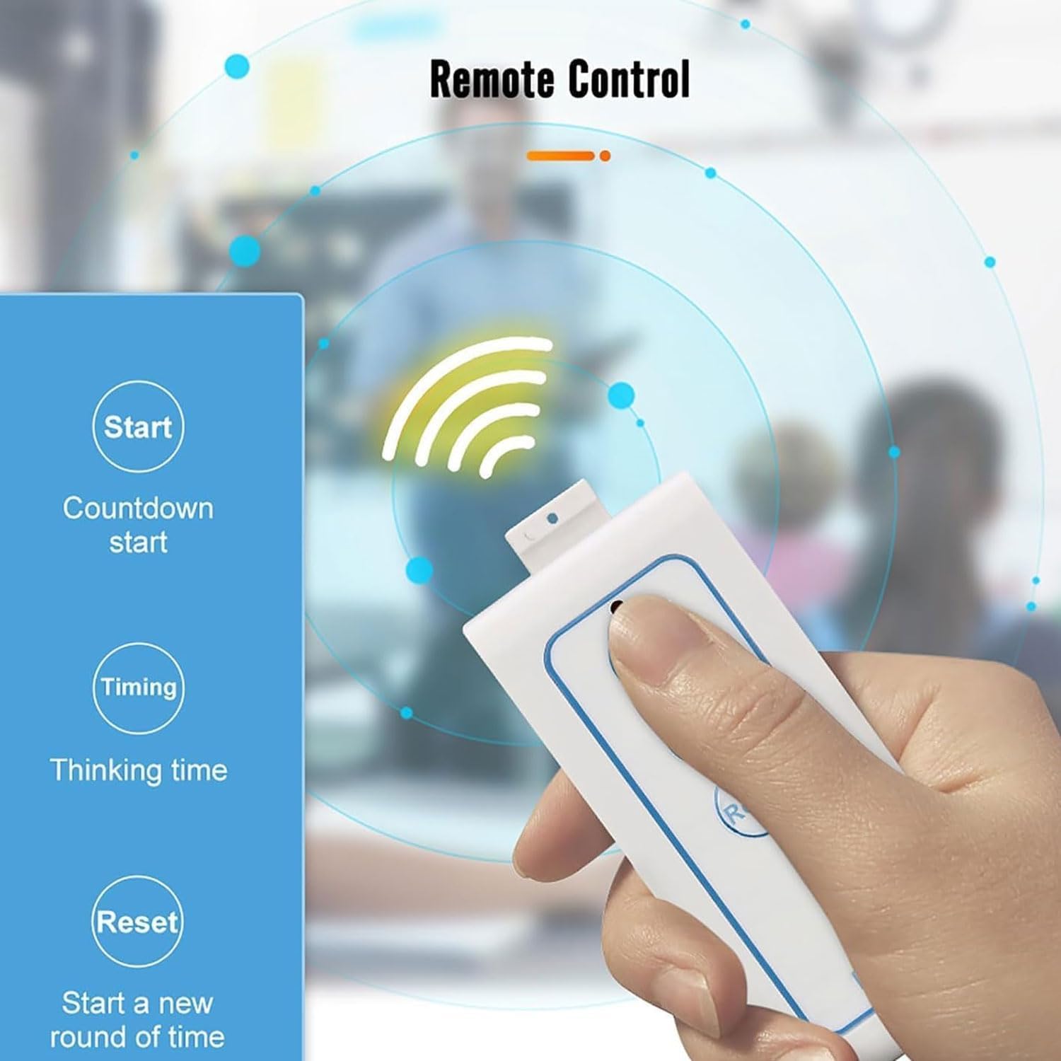 Sistema di gioco a quiz wireless con 4 stati di colore, 3 modalità di risposta, fino a 32 pulsanti, telecomando, spegnimento automatico, 6 tabelloni segnapunti e cicalini per spettacoli di giochi