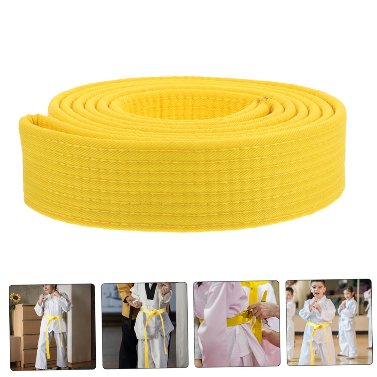 Cinturón de Karate de Algodón Amarillo para Taekwondo, Ligero Decoloración, Paquete de 2 Piezas para Adultos y Adolescentes en Deportes de Artes Marciales