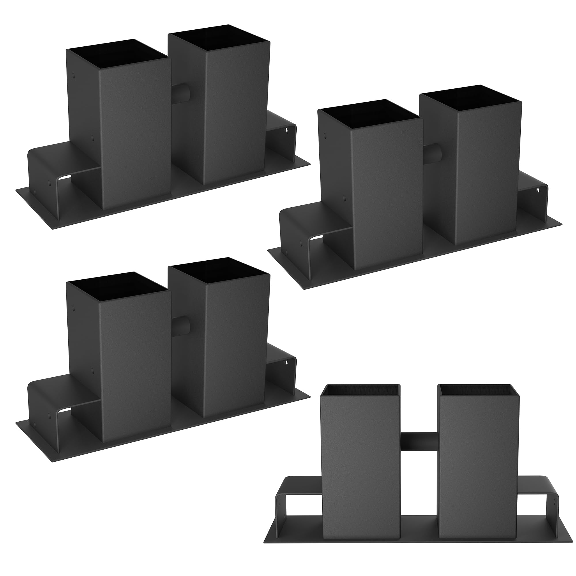 Randaco 8 pezzi di supporto per impilare legna da ardere, stabile supporto per legna da ardere, supporto impilabile legna da ardere, struttura in legno, per interni ed esterni, colore nero