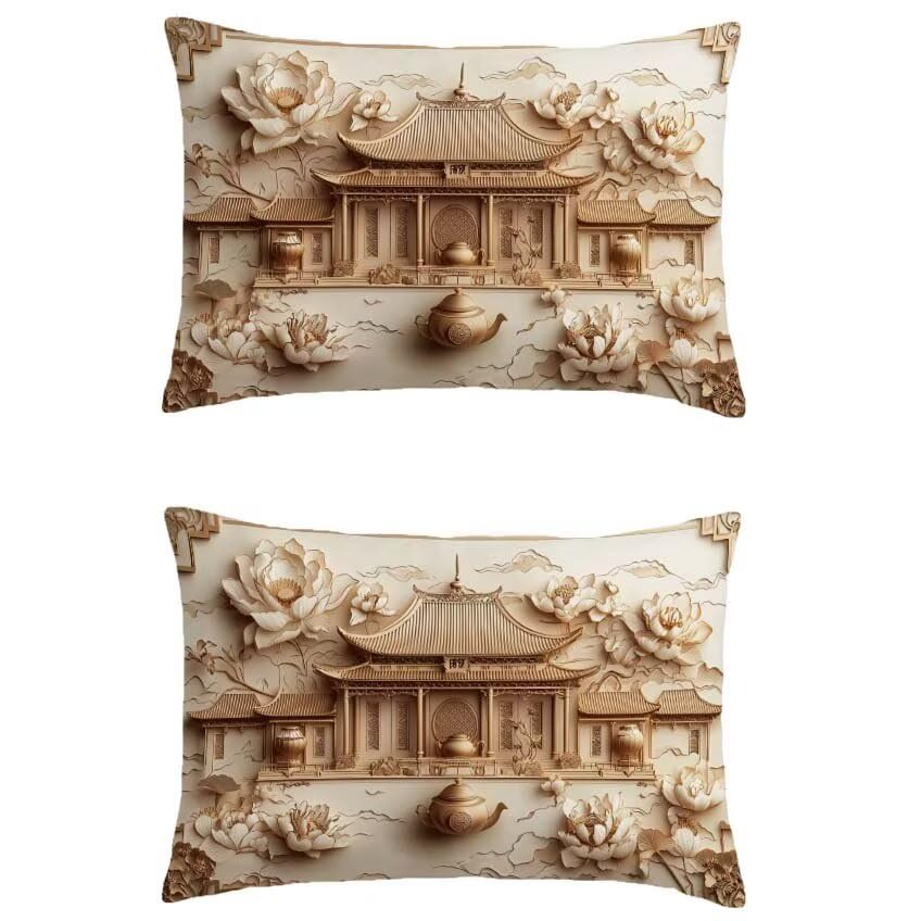 Housse de coussin salon de jardin exterieur 70x90cm rectangulaire lin imperméable