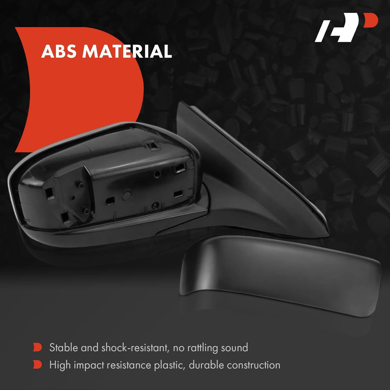 A-Premium Passenger Side Power Door Mirror - Compatible with Honda Accord 2003 2004 2005 2006 2007 - Non-Heated Power Folding Smooth Black Outside Rear View Mirror