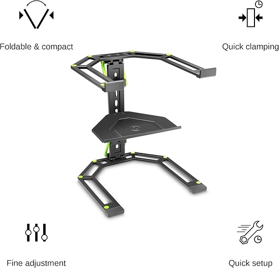 Gravity GLTS01B Adjustable Laptop & Controller Stand, Black