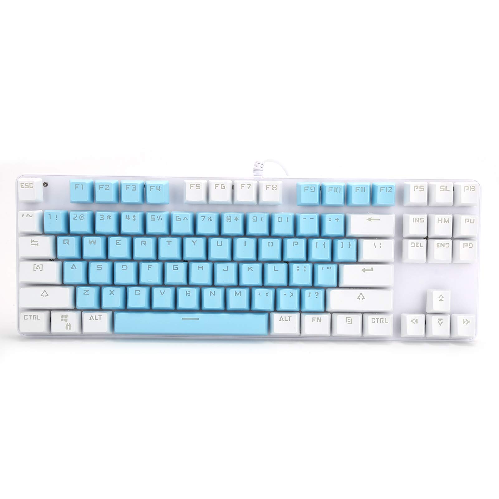 87 klawiszy Mechanical Blue Switch Mechaniczna klawiatura do gier z mieszanym podświetleniem do komputerów stacjonarnych/laptopów(niebieski)