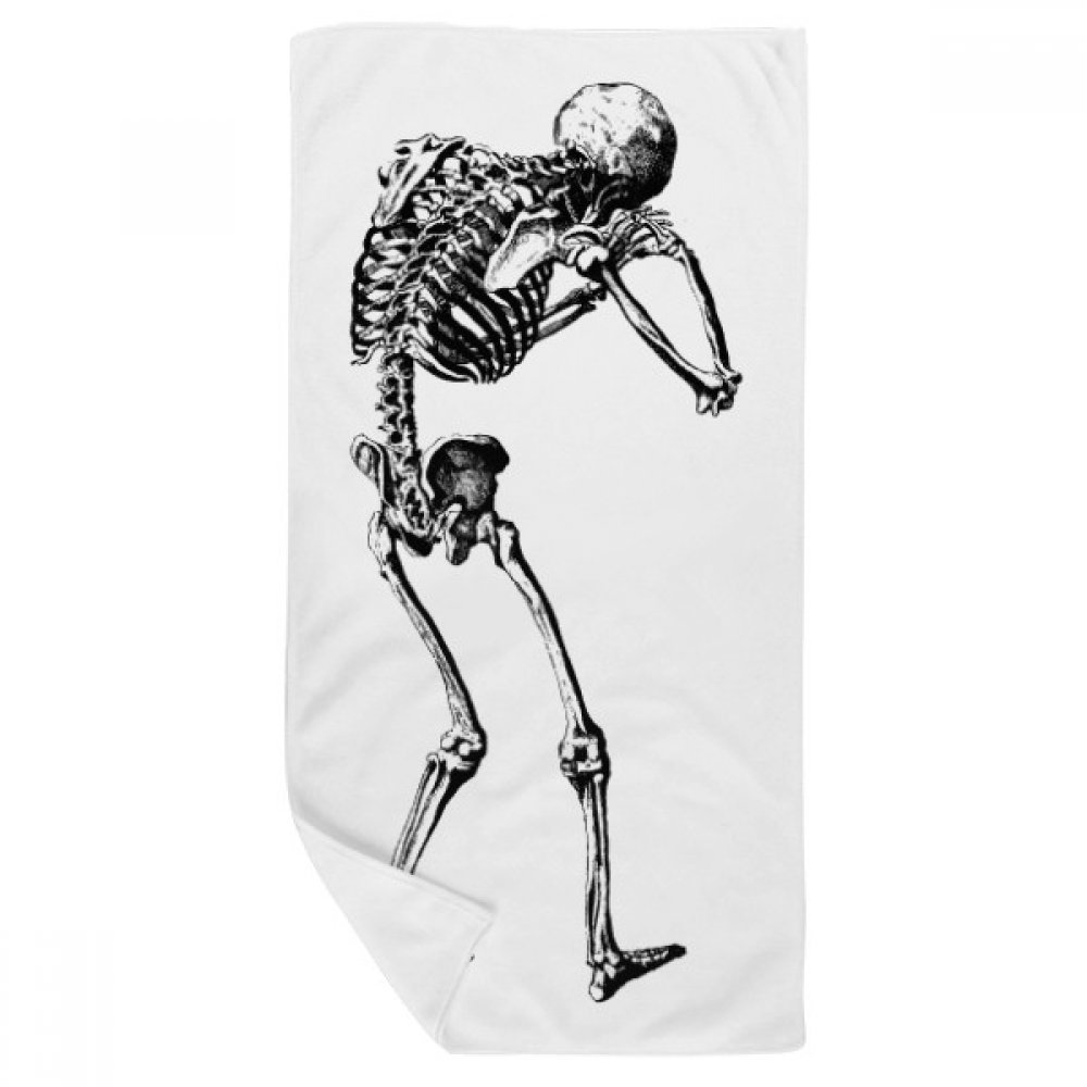 Serviette de bain imprimé croquis squelette multicolore 35x70cm toucher doux