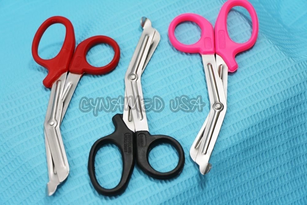 NEW PREMIUM GRADE SET OF 3 PCS (PINK, RED, BLACK) PARAMEDIC UTILITY BANDAGE TRAUMA EMT EMS SHEARS SCISSORS 5.5 INCH STAINLESS STEEL