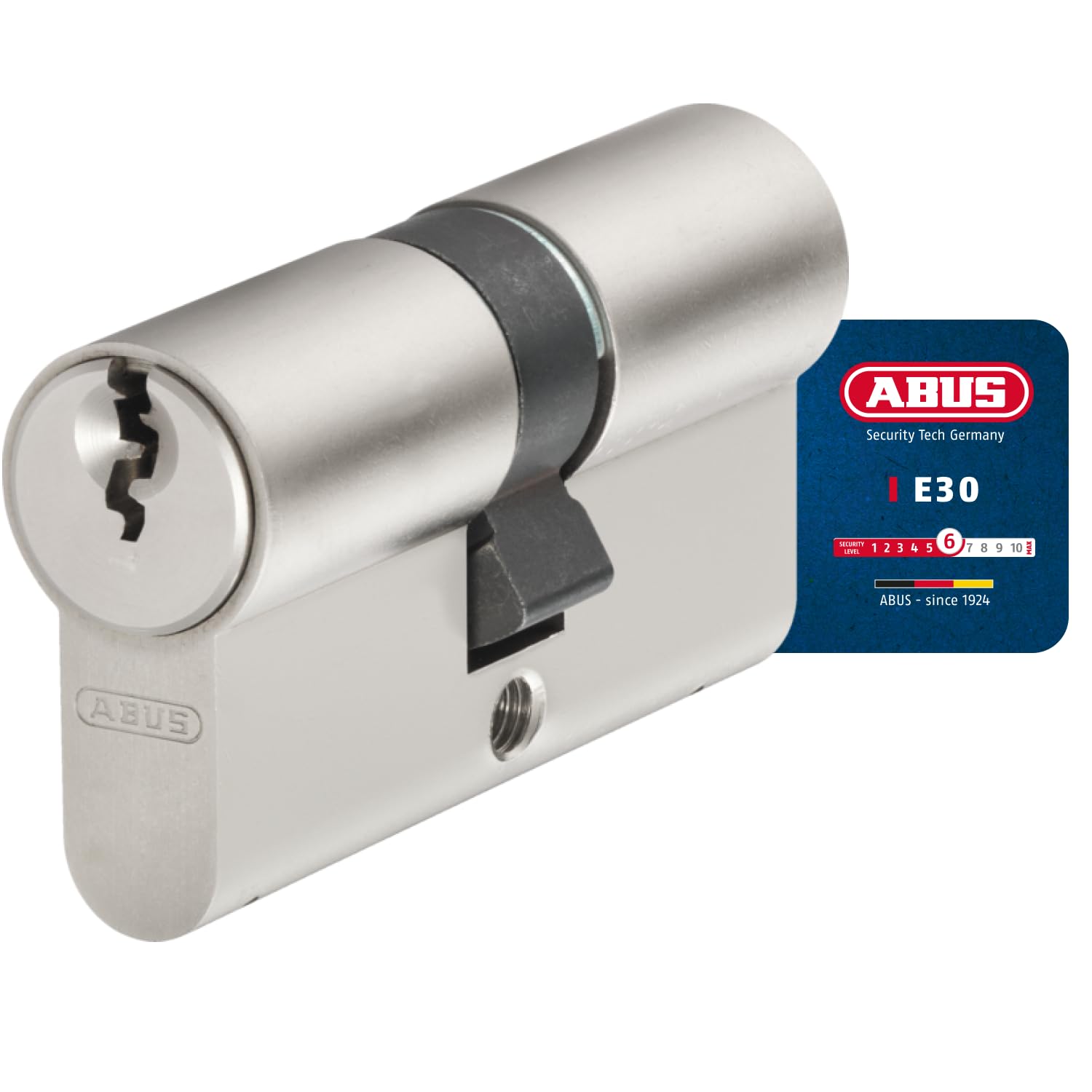 Abus Polished Nickel E30np 45/50 Profile Cylinder Lock With Emergency And Danger Function With 5 Keys Security Level 6