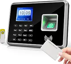 Bisofice Relógio De Ponto Biométrico Bisofice, Máquina Controle Para Funcionários Com Suporte 1000 Unidades, Reconhecimento Impressão Digital/Senha/Cartão Identificação, Sistema 5 Idiomas, Porta Usb