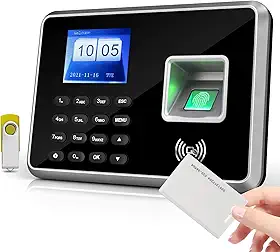 Bisofice Relógio De Ponto Biométrico Bisofice, Máquina Controle Para Funcionários Com Suporte 1000 Unidades, Reconhecimento Impressão Digital/Senha/Cartão Identificação, Sistema 5 Idiomas, Porta Usb