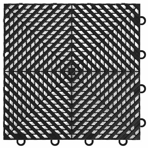 Nitro Tiles Vented by FlooringInc 12' x 12' Interlocking Garage Floor Tiles, Self-Draining Heavy...