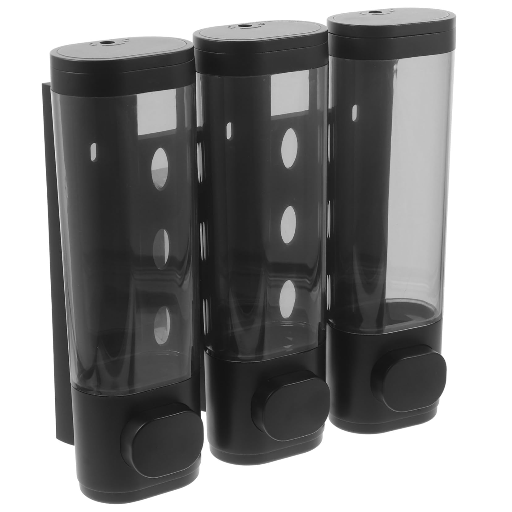 Dispenser Sapone da Muro 3 Camere Manuale per Bagno Nero Abs